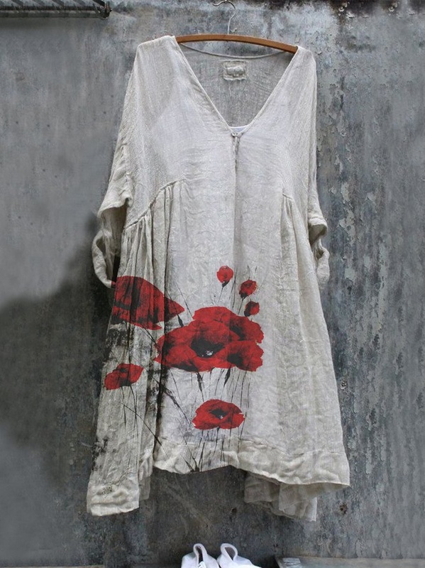 Casual 3 4 Sleeve Floral Cotton Blend Weaving Dress
