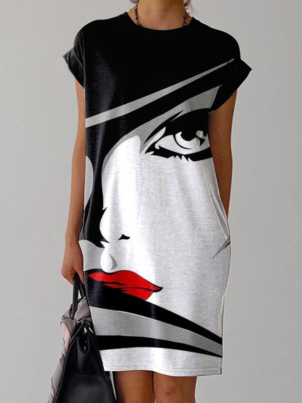 Crew Neck Casual Jersey Dress