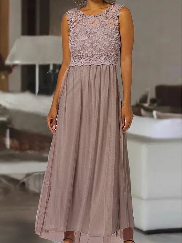 Regular Fit Plain Crew Neck Casual Dress