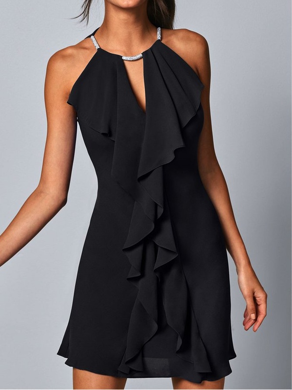 Sleeveless A Line Basic Solid Weaving Dress