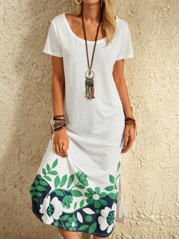 White Shift Casual Knitting Dress