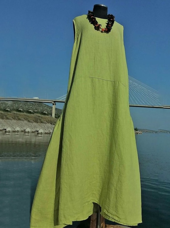 Womens Casual Sleeveless Round Neck Plus Size Dress