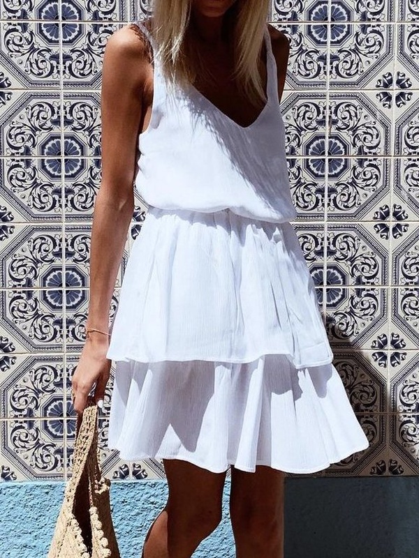 Spaghetti Strap Vintage A Line Weaving Dress