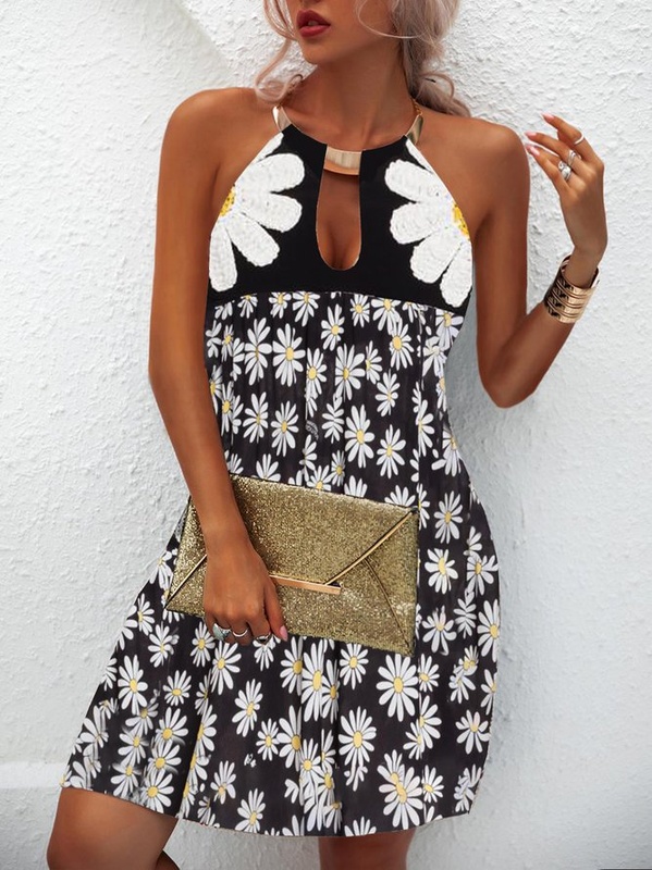 Shift Vintage Cotton Blend Sleeveless Weaving Dress