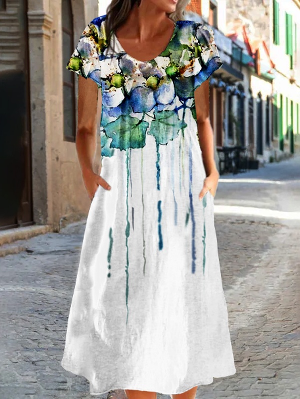 Floral Holiday Beach Vintage Fashion Comfortable Knitting Dress