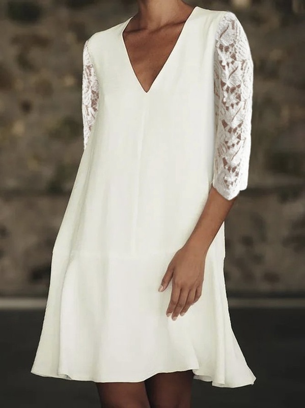 Cotton Split Joint Casual Dress