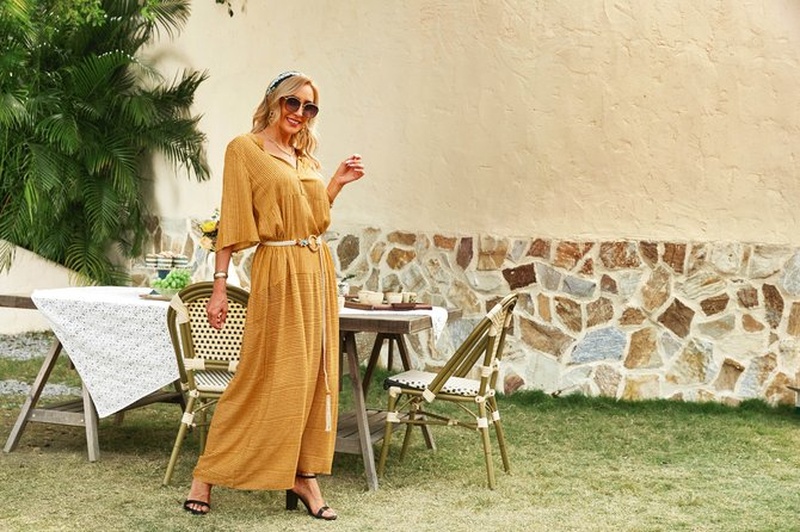 Shift V Neck Stripes Short Sleeve Weaving Dress