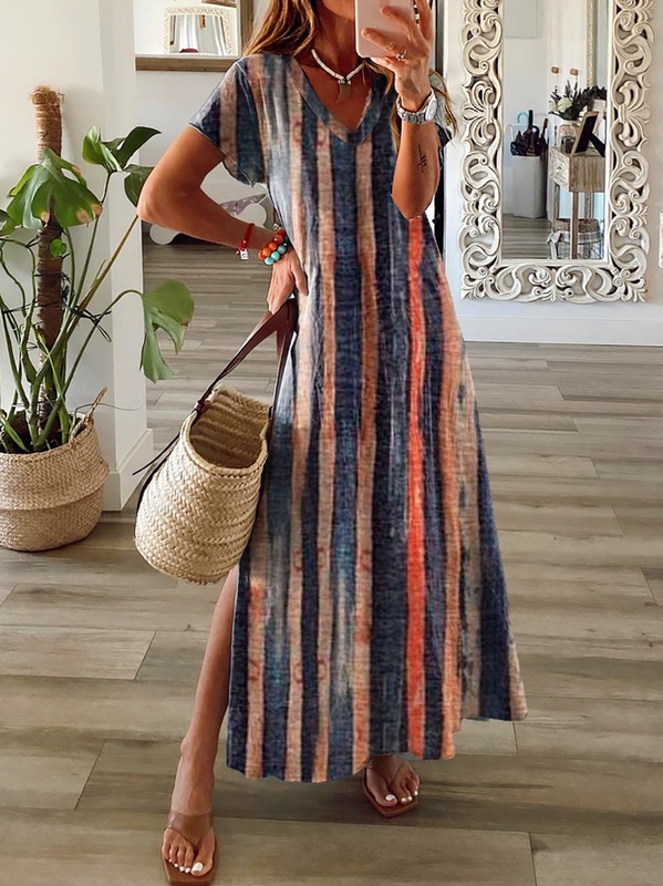 Womens Off Shoulder Sleeve V Neck Casual Dress