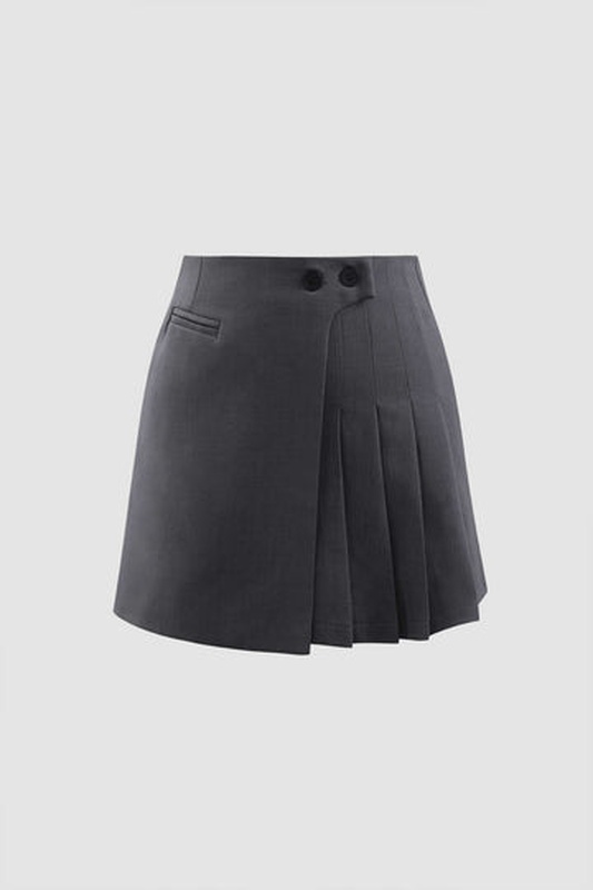 Pleated A line Mini Skirt