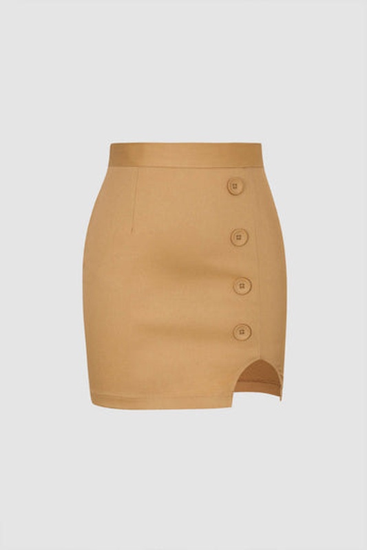 Button Decor Mini Skirt