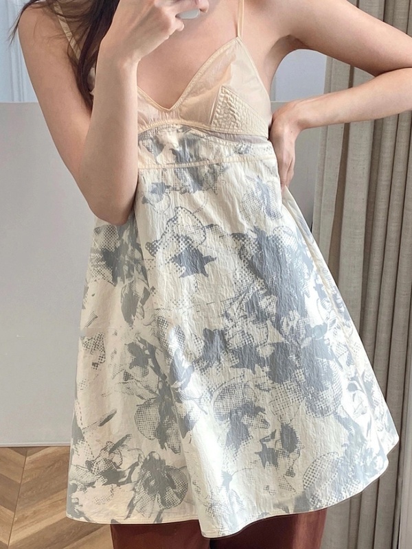 Beige Printed Sheer Dress Miyeon G I DLE